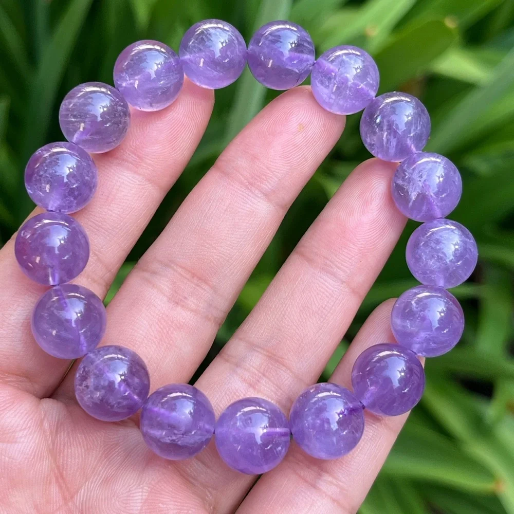 12.5mm stretchable purple‎ amethyst bracelet